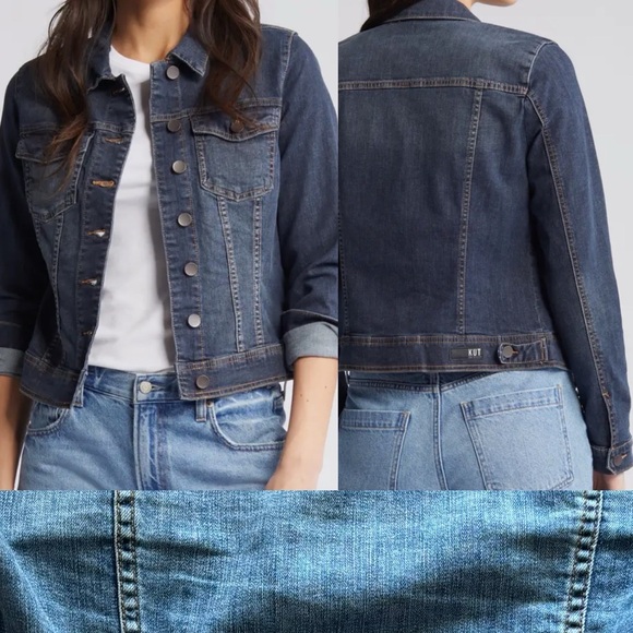 Kut from the Kloth Helena Denim Jacket in Medium Wash Denim, Size Petite Small - Picture 1 of 10